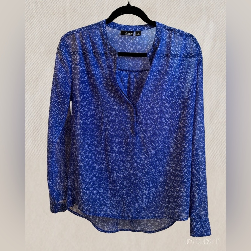 a.n.a Blue Sheer Blouse